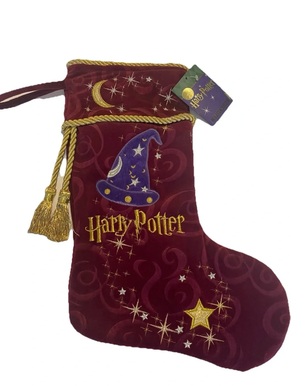 Harry Potter Christmas Stocking Vintage 2000 Embroidered Tassels NWT RARE Velvet